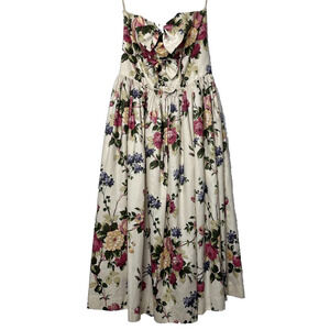 VTG 80s S.G. Gilbert Prom Dress Sz 12 Red Green Floral Bow Fit Flare Cottagecore